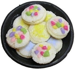 Dollhouse Cookies with Frosting & Sprinkles on a Plate 1:12 Scale Miniature Food