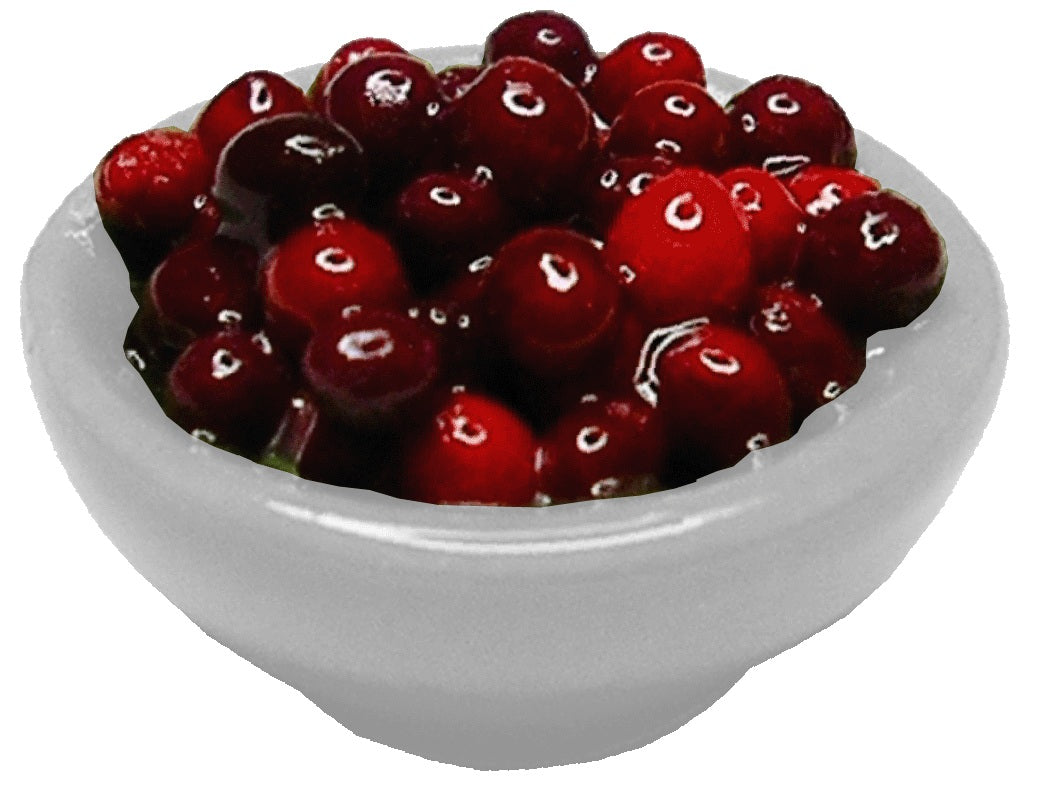 Dollhouse Cranberries or Cherries in a White Bowl 1:12 Scale Miniature Food