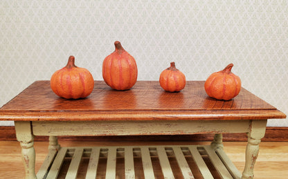 Dollhouse Pumpkins x4 Assorted 1:12 Scale Miniatures Halloween Fall Decor