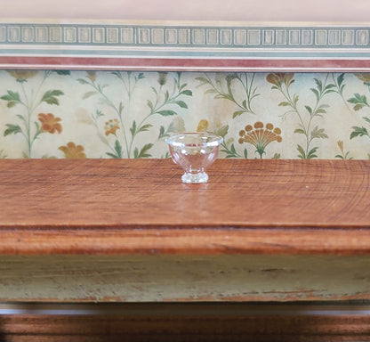 Dollhouse Small Glass Footed Bowl Clear 1:12 Scale Miniature
