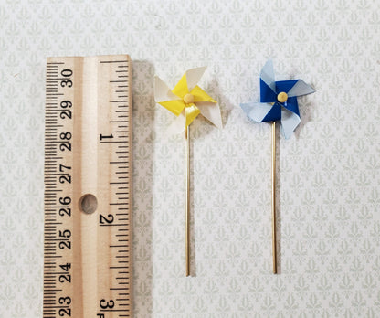 Dollhouse Toy Pinwheels Set of 2 Garden Windmills 1:12 Scale Miniatures