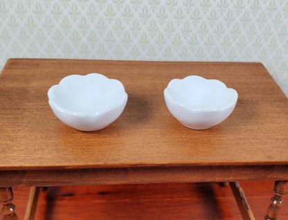 Dollhouse Scalloped Serving Bowls White Ceramic Set of 2 1:12 Scale Miniature