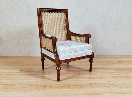 JBM Dollhouse Cane Back Armchair Chair Walnut 1:12 Scale Miniature Furniture