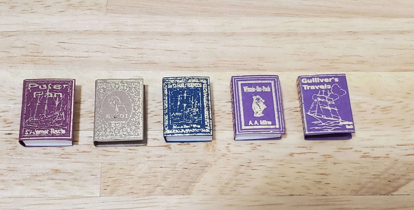 Dollhouse Miniature Book Set x5 Children's Classics #1 1:12 Scale (blank inside)
