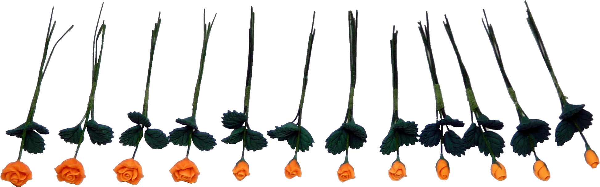 Dollhouse Apricot Roses Loose Bouquet One Dozen 1:12 Scale Miniature
