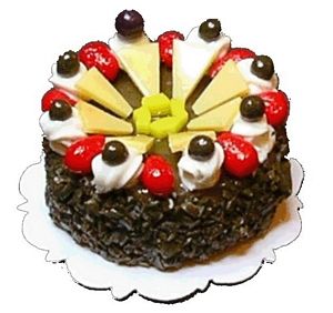 Dollhouse Chocolate Cake with Pineapple & Strawberry 1:12 Scale Miniature Food