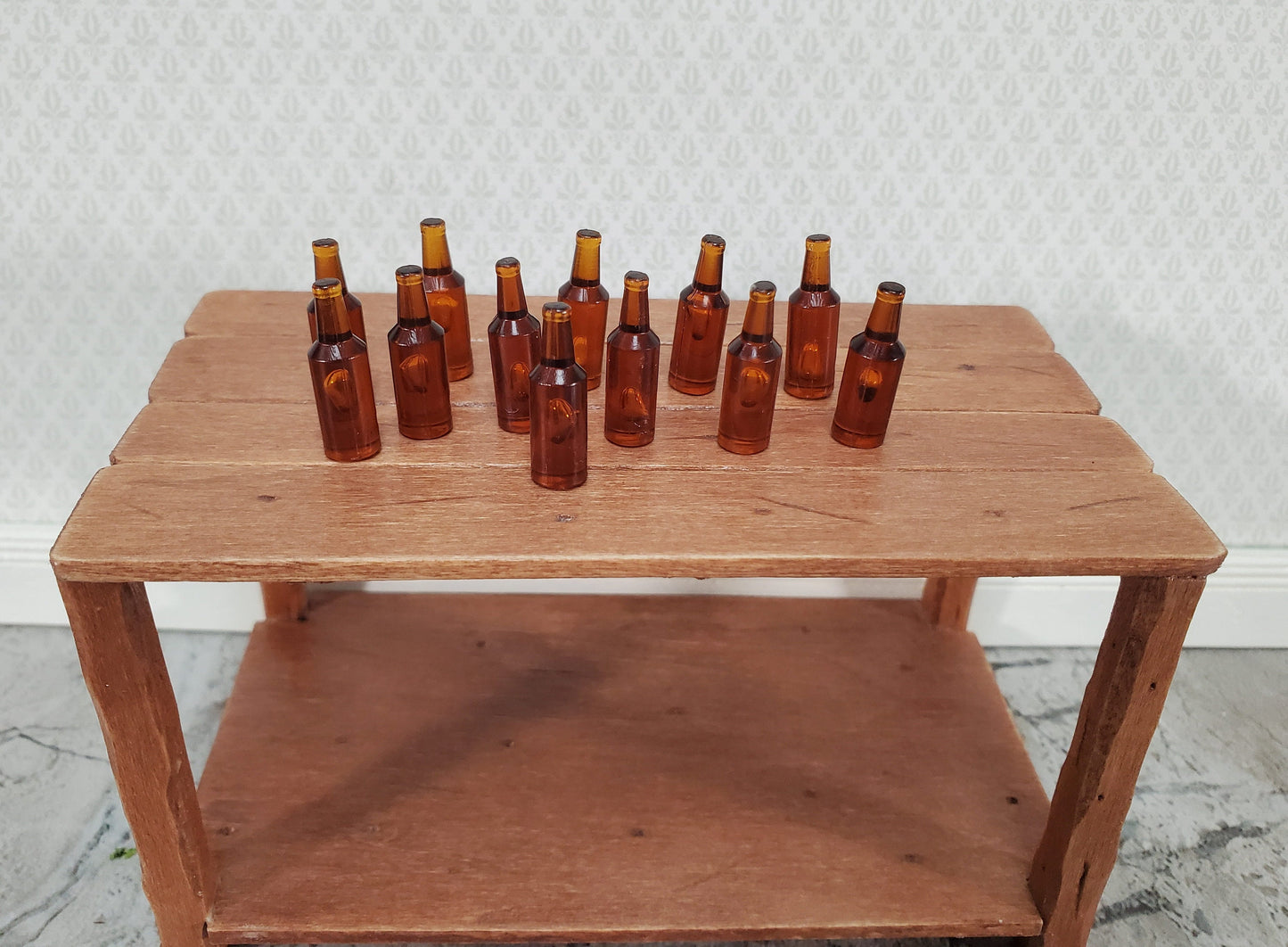 Miniature Brown Bottles Beer Root Beer Ginger Ale 12 Pieces Blanks 1:12 Scale Dollhouse