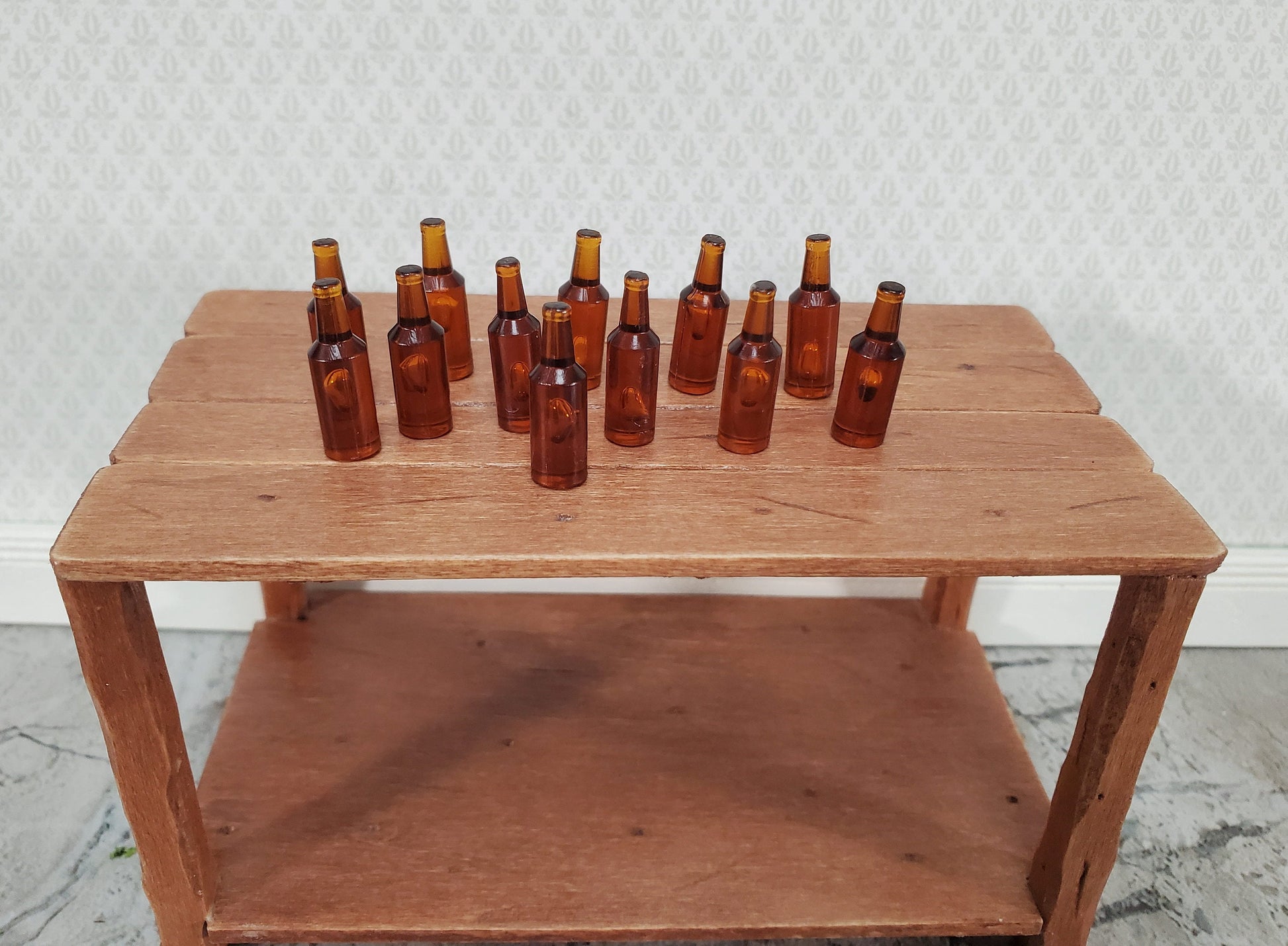 Miniature Brown Bottles Beer Root Beer Ginger Ale 12 Pieces Blanks 1:12 Scale Dollhouse