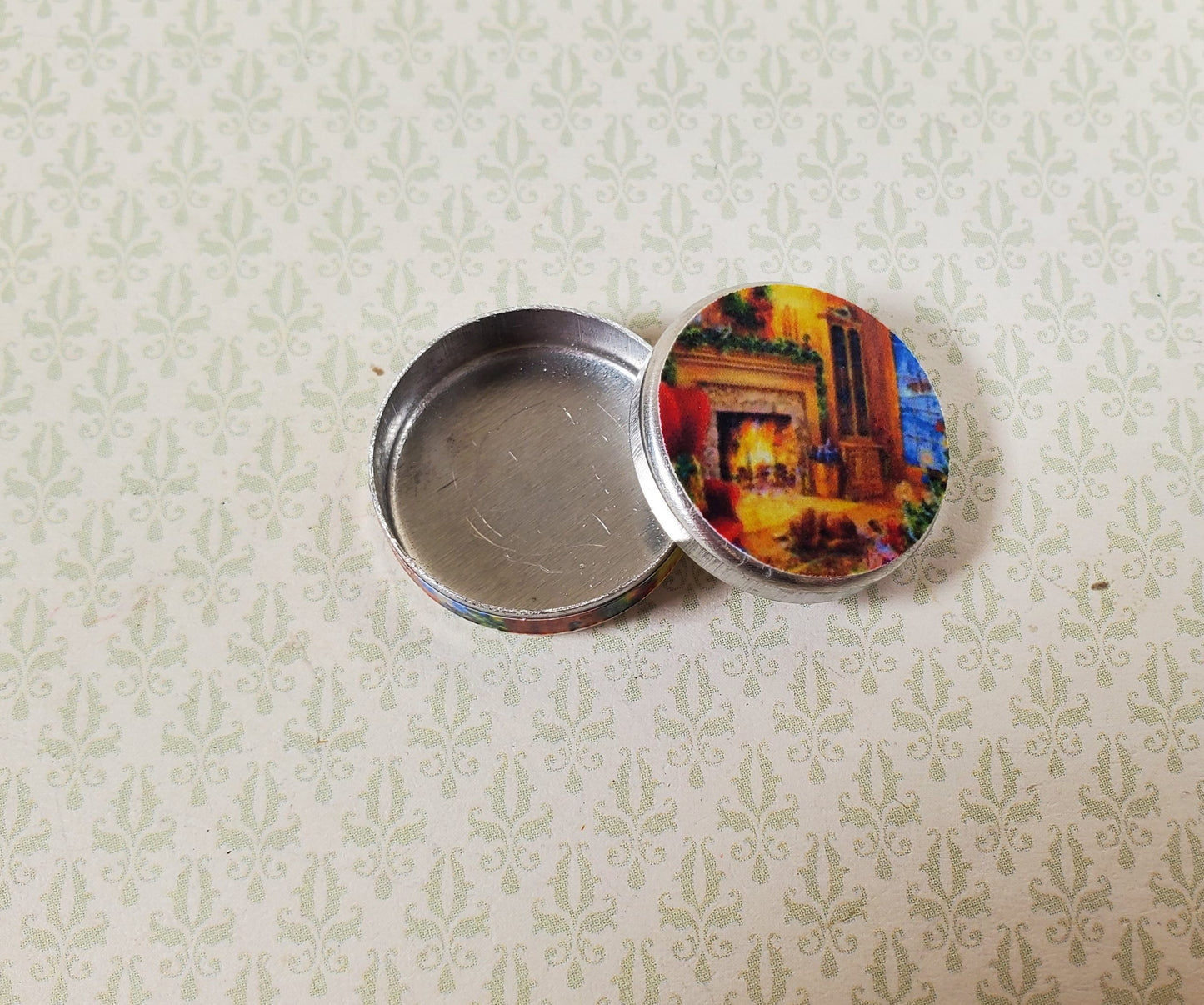 Dollhouse Cozy Holiday Themed Cookie Tin Empty 1:12 Scale Miniature