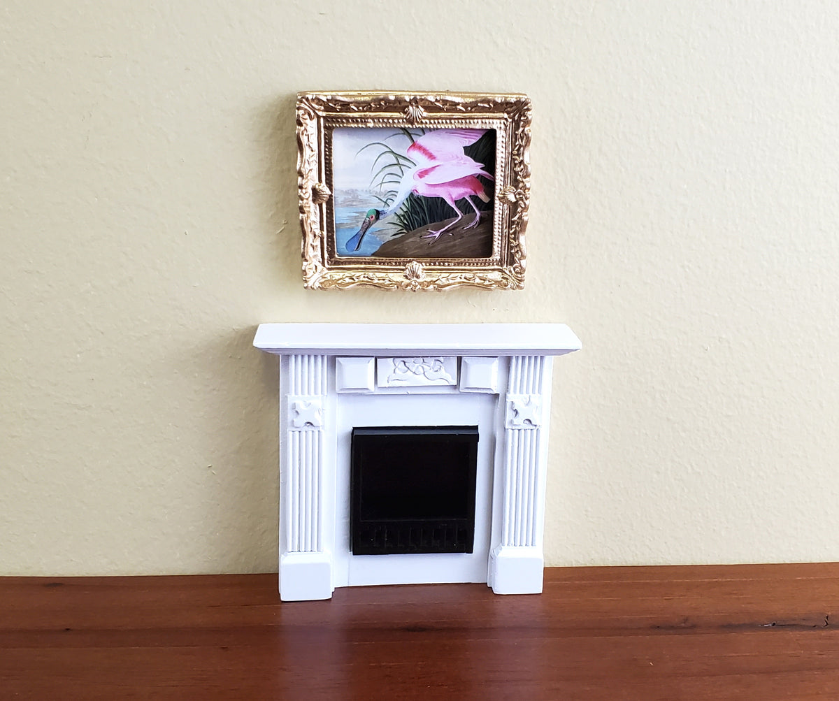 Miniature Framed Bird Print Roseate Spoonbill John James Audubon 1:12 Scale