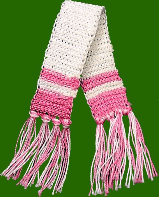 Dollhouse Handknitted Scarf Pink and White 1:12 Scale Miniature