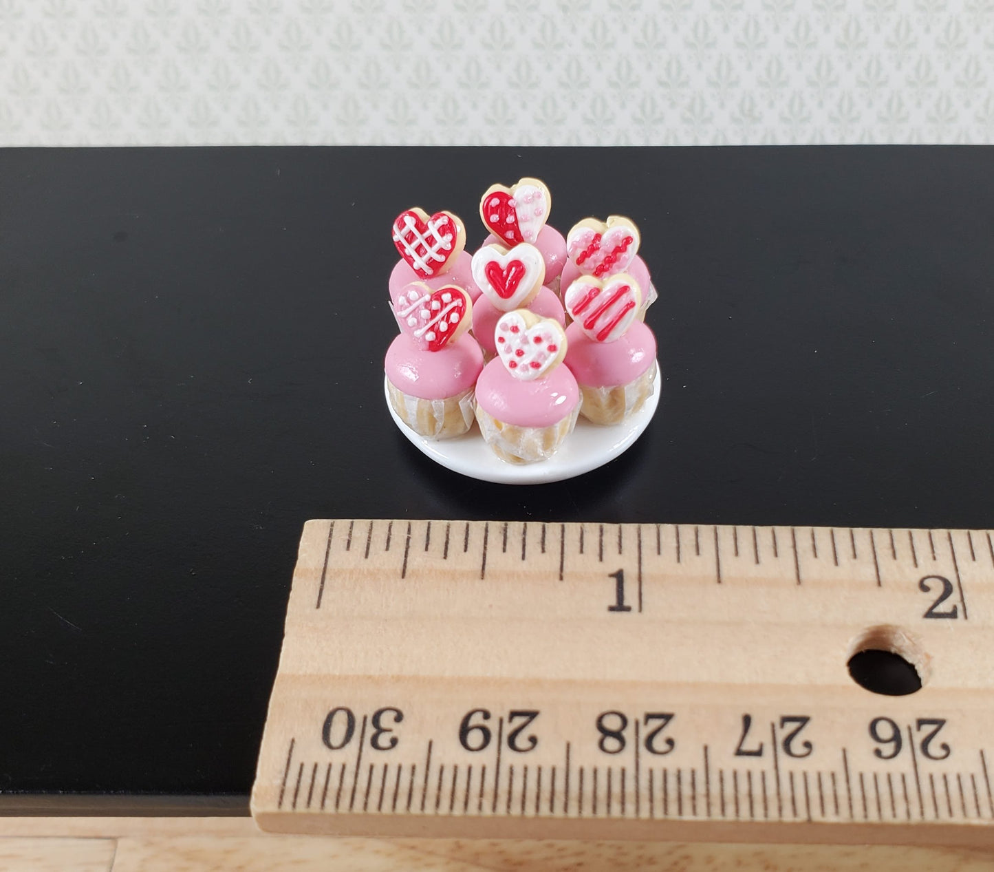 Dollhouse Valentine's Day Cupcakes 1:12 Scale Miniature Dessert Food