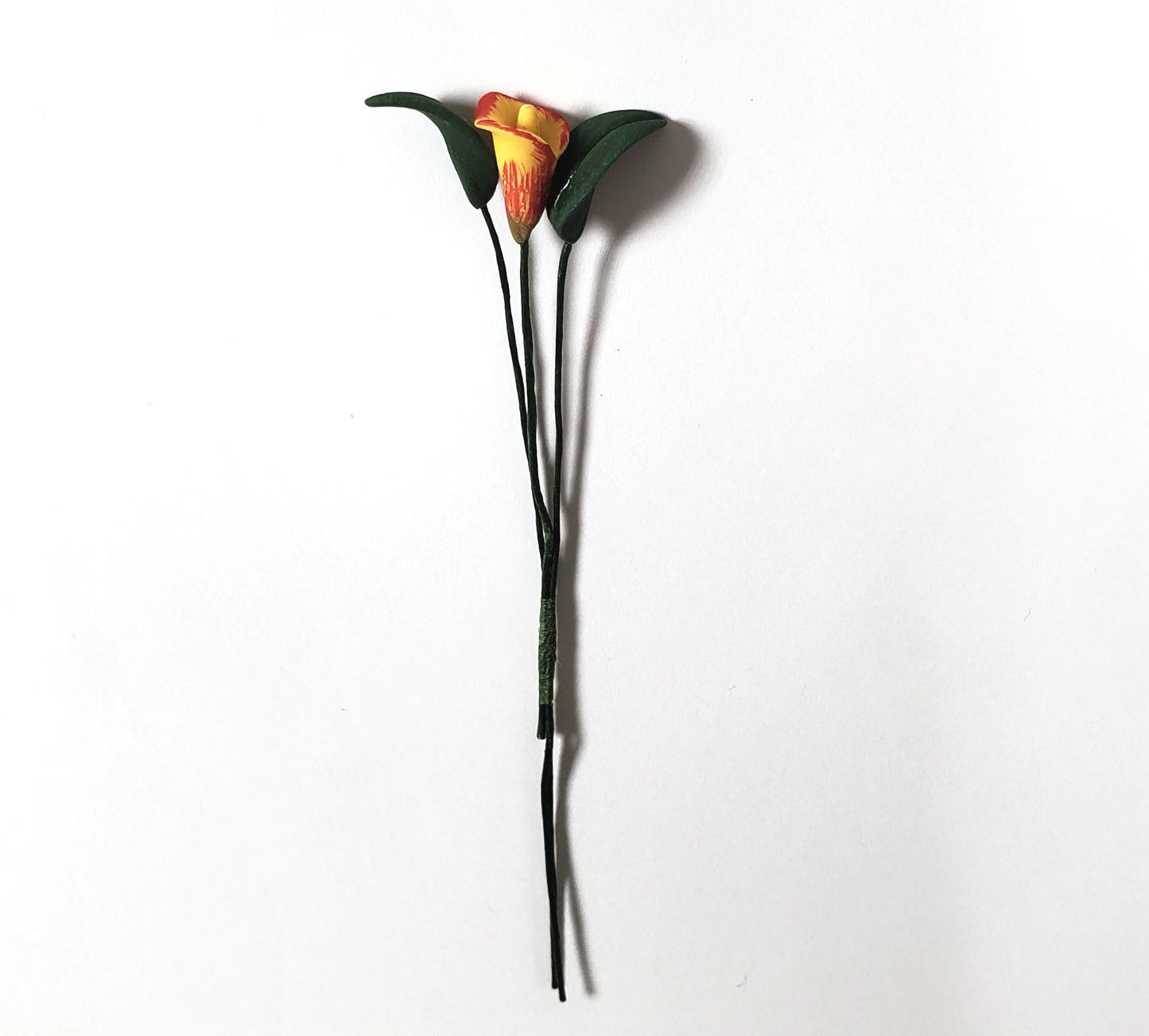 Dollhouse Yellow and Red Calla Lily Single Stem 1:12 Scale Miniature