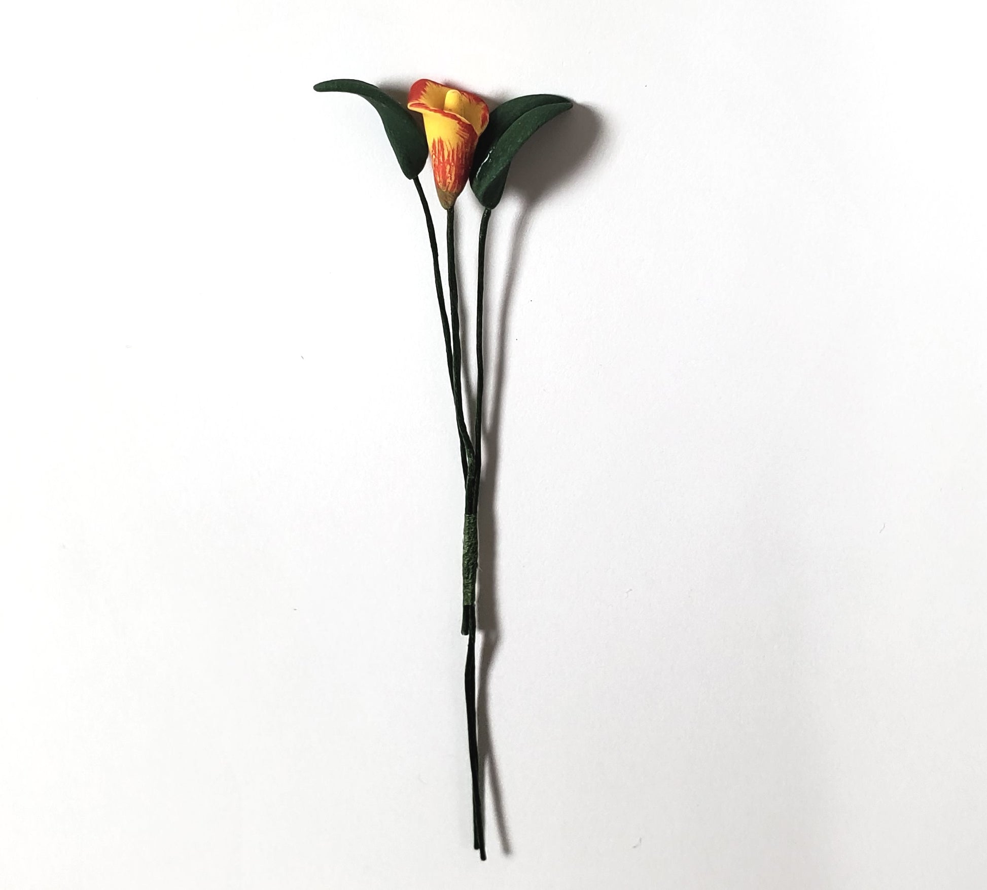 Dollhouse Yellow and Red Calla Lily Single Stem 1:12 Scale Miniature
