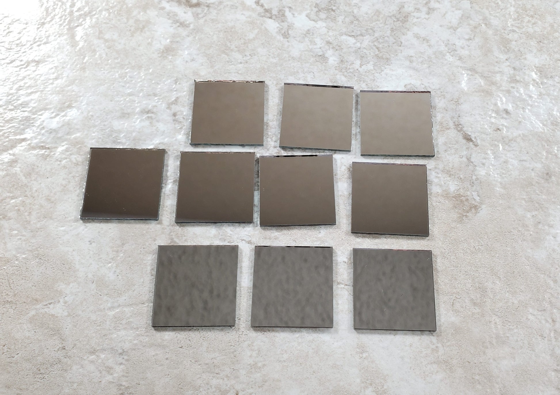 Tiny Square Mirror 12 Pieces 1" x 1" Square Real Glass Crafts Miniatures