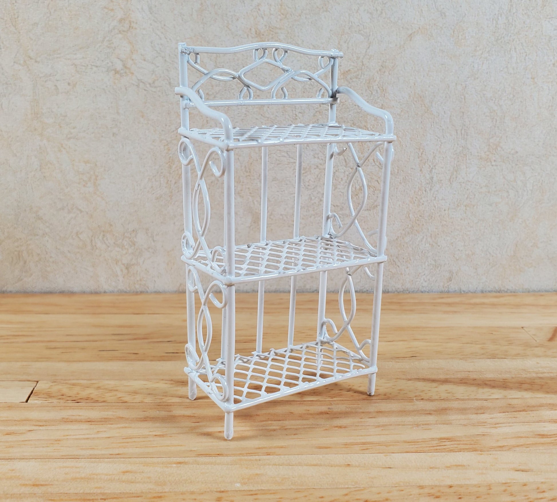 Dollhouse White Metal Shelf Small 3 Shelves 1:12 Scale Miniature Kitchen Bakery