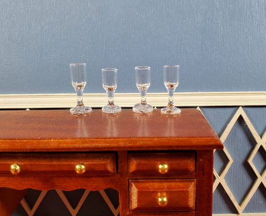 Dollhouse Wine Glasses Set of 4 Real Glass 1:12 Scale Miniatures 11/16" Tall