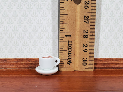 Dollhouse Coffee with Cream Swirl in Ceramic Mug & Saucer 1:12 Scale Miniature