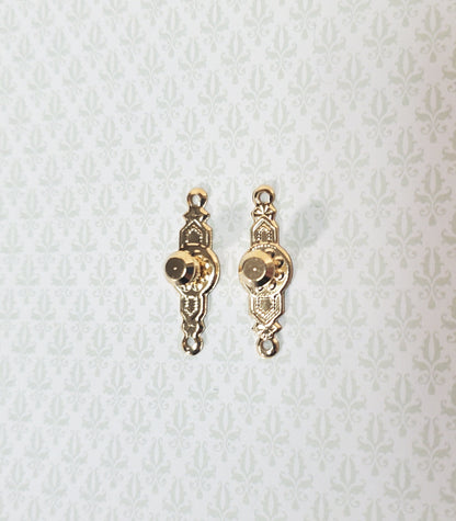 Dollhouse Doorknobs Handles Fancy Gold 1 Set 1:12 Scale Miniatures