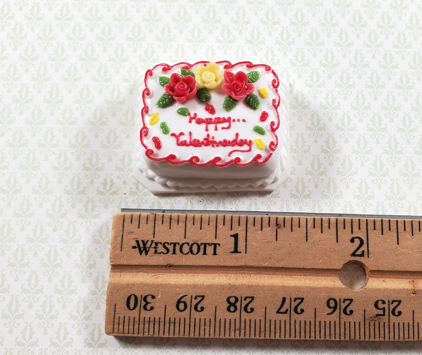 Dollhouse Valentine Sheet Cake 1:12 Scale Miniature Food Bakery Dessert