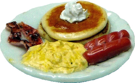 Dollhouse Pancake Breakfast with Eggs Sausage Bacon 1:12 Scale Miniature