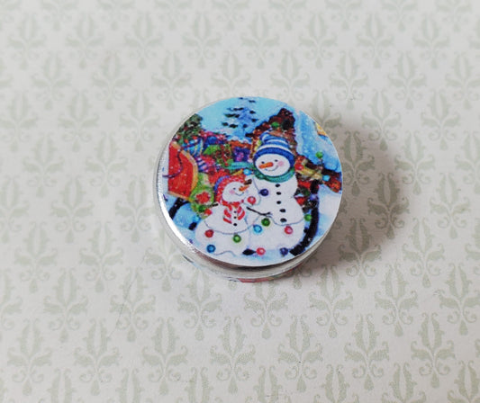 Dollhouse Snowmen Themed Cookie Tin Empty 1:12 Scale Miniature