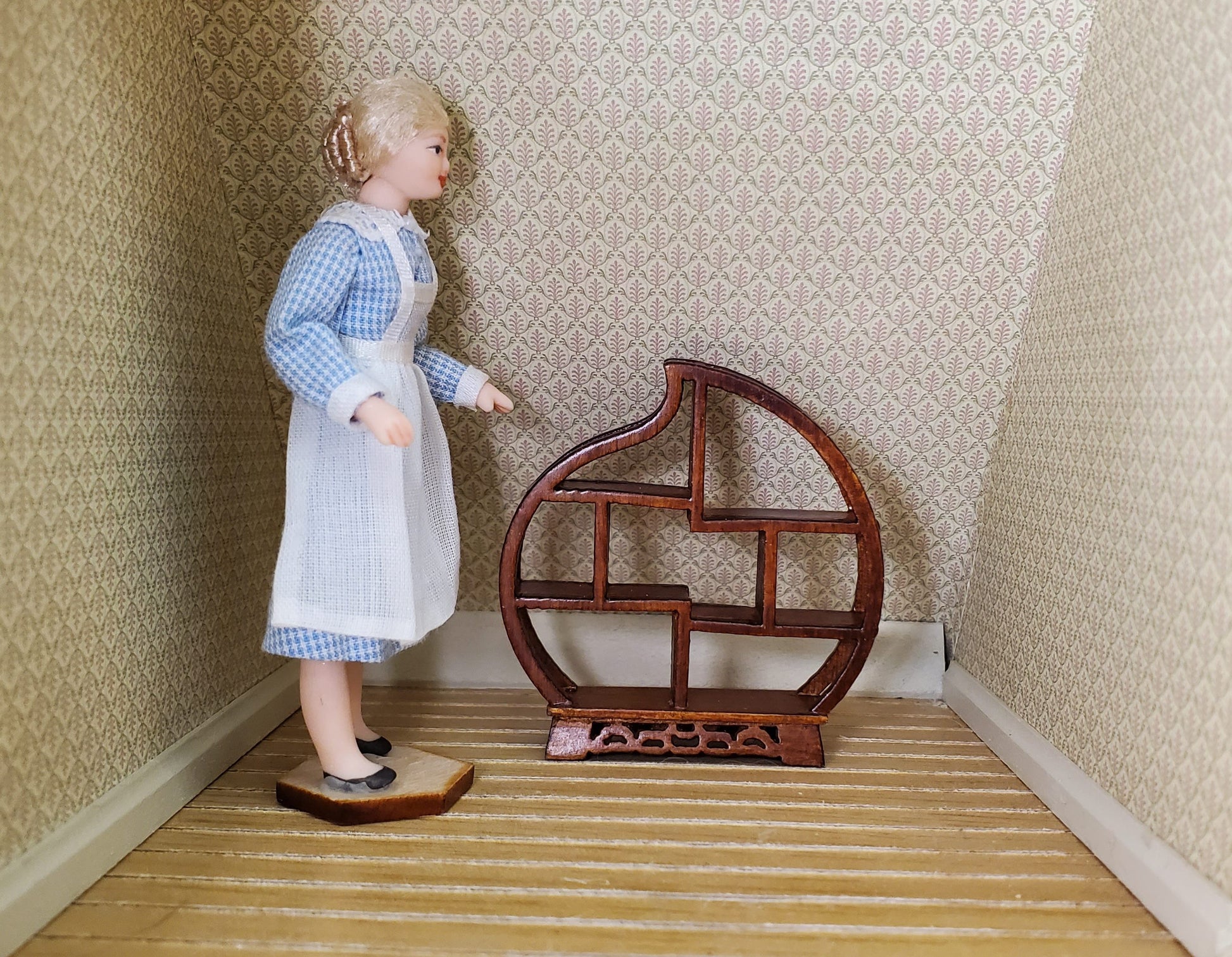 Dollhouse Curio Shelf HALF SCALE 1:24 Miniature Wood with Walnut Finish