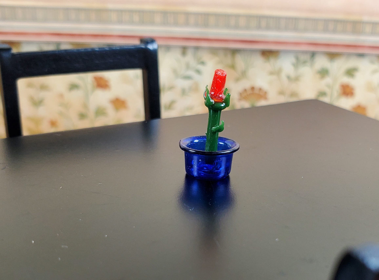 Dollhouse Small Glass Rose Centerpiece Sculpture 1:12 Scale Miniature