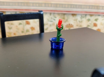 Dollhouse Small Glass Rose Centerpiece Sculpture 1:12 Scale Miniature