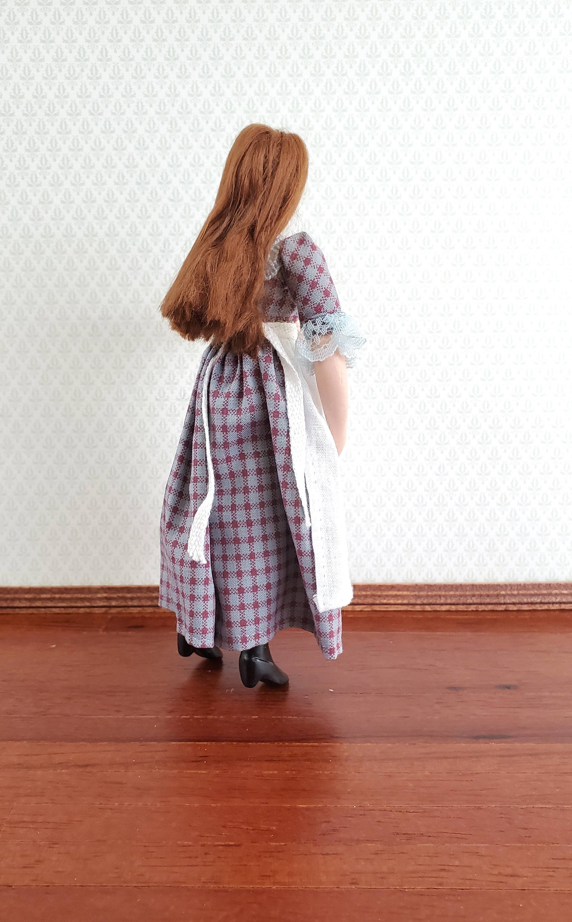 Dollhouse Maid Housekeeper Peasant Doll with Apron Porcelain Poseable 1:12 Scale