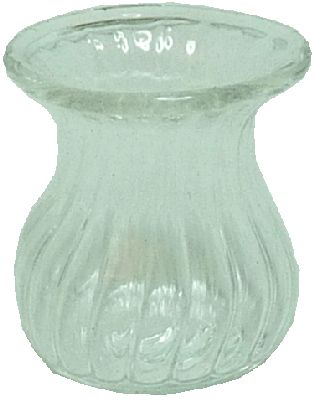 Dollhouse Ribbed Glass Jar No Lid 1:12 Scale Miniature Decoration Flowers