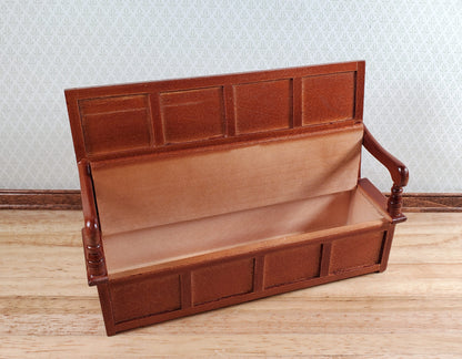 Dollhouse Settle Bench with High Back and Opening Seat 1:12 Scale Furniture