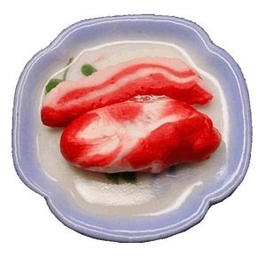 Dollhouse Meat Cuts on Plate 1:12 Scale Miniature Food Kitchen Dinner