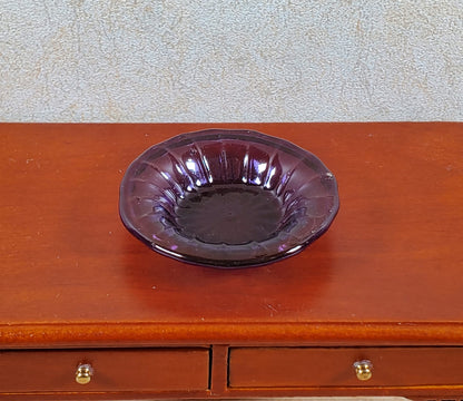 Dollhouse Large Ribbed Glass Bowl Purple 1:12 Scale Miniature Kitchen Dish