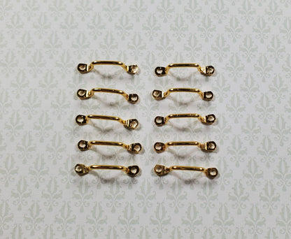 Dollhouse Window Handles or Drawer Pulls x10 Pcs Gold Plate Brass 1:12 Scale
