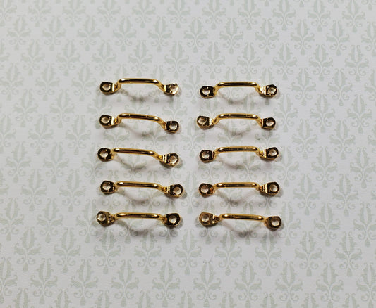 Dollhouse Window Handles or Drawer Pulls x10 Pcs Gold Plate Brass 1:12 Scale