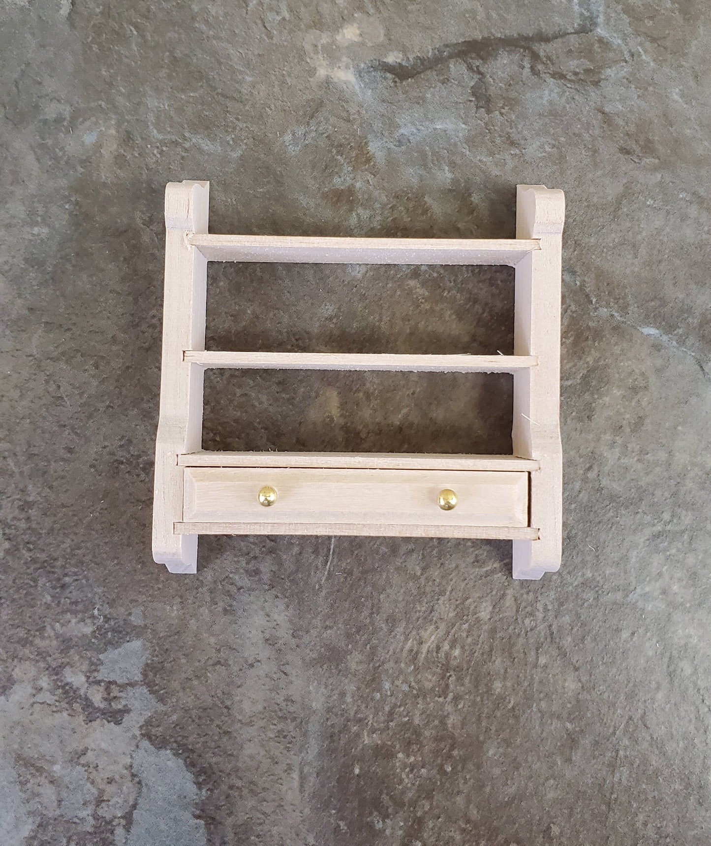 Dollhouse Miniature Hanging Shelf with Drawer 1:12 Scale Furniture Unpainted Wood