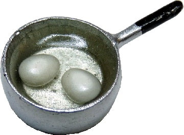 Dollhouse Eggs Boiling in a Silver Pan 1:12 Scale Miniature Food
