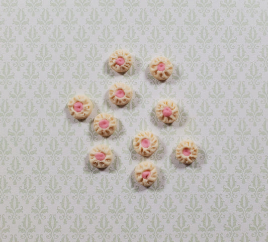Dollhouse Shortbread Cookies Pink Center 10 pieces 1:12 Scale Miniature Food