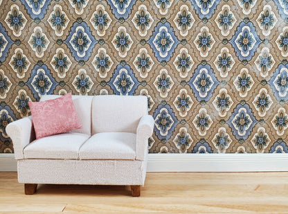 Dollhouse Wallpaper Floral Medallion Beige 3 Sheets 1:12 Scale Miniature