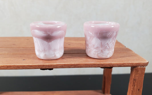 Dollhouse Patterned Pink Ceramic Pot Set of 2 1:12 Scale Miniature