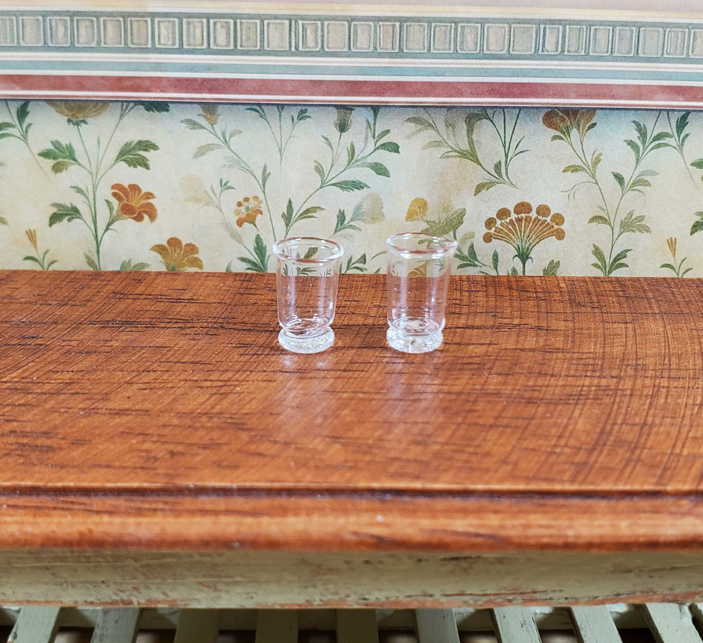 Dollhouse Drinking Glasses Set of 2 1:12 Scale Miniature Dishes