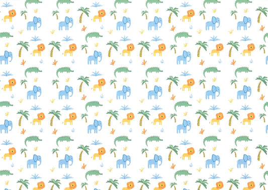 Dollhouse Nursery Safari Wallpaper 3 Sheets Elephants Lions 1:12 Scale Miniature