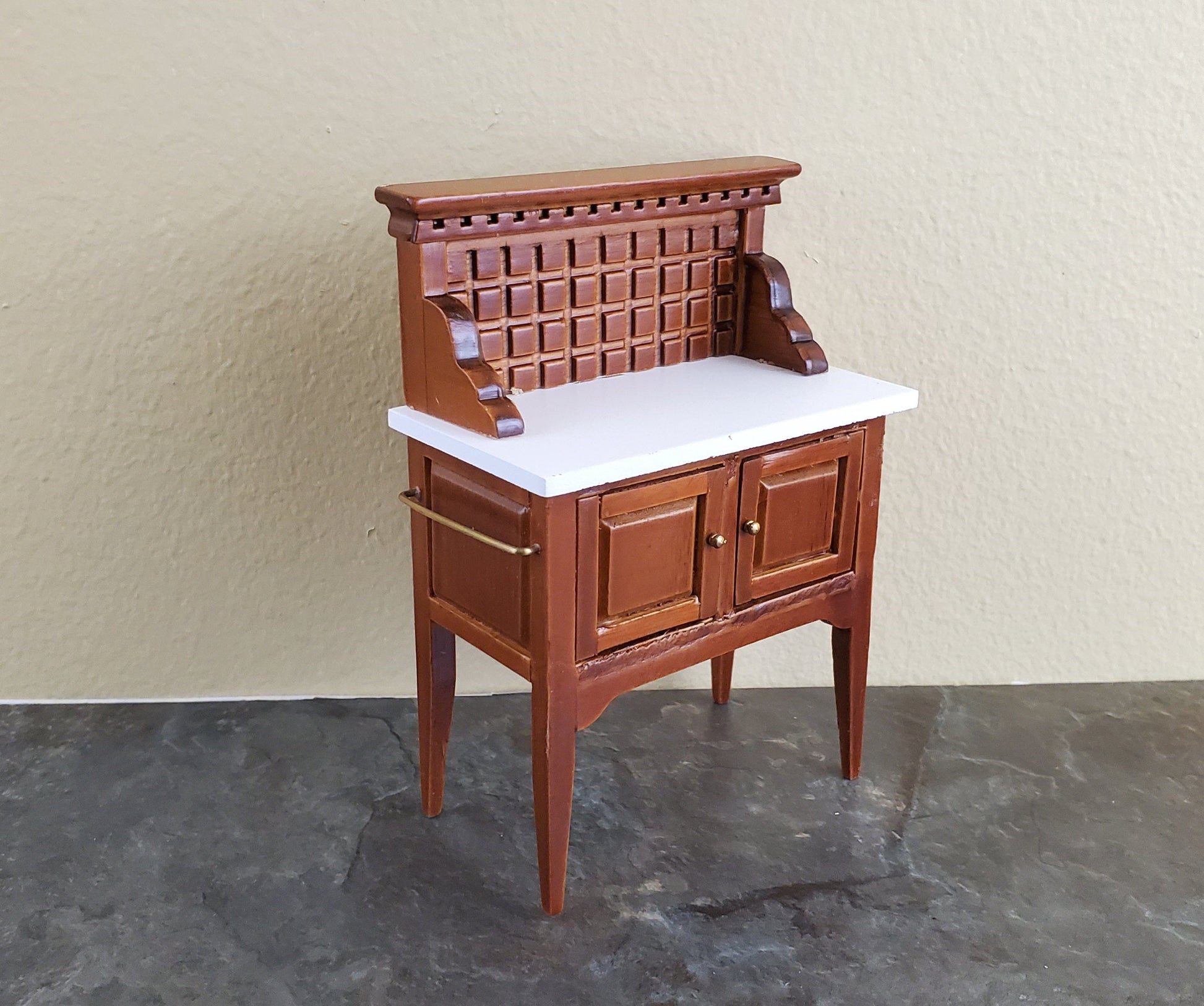 Dollhouse Miniature Wash Stand or Side Board Walnut Finish 1:12 Scale