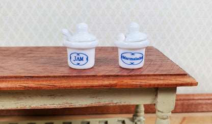 Dollhouse Jars of Jam & Marmalade Ceramic Removable Lids Scoops 1:12 Scale