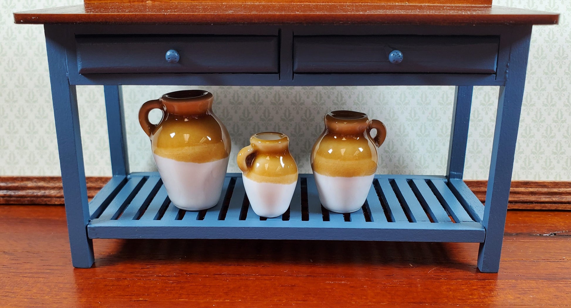 Dollhouse Jugs Crocks with Handles Large Set of 3 1:12 Scale Miniatures