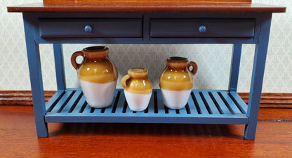 Dollhouse Jugs Crocks with Handles Large Set of 3 1:12 Scale Miniatures