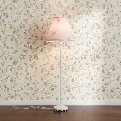 Dollhouse Nursery Floor Lamp Pink Shade White Base 12 Volt Wired 1:12