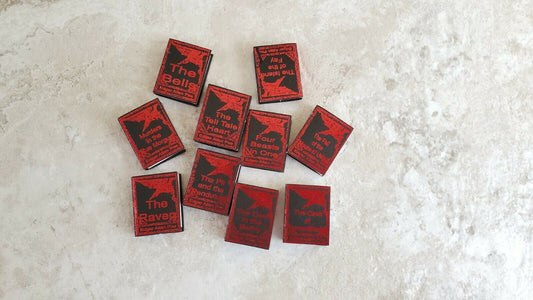 Dollhouse Book Set of 10 Edgar Allan Poe 1:12 Scale Miniature (blank inside) Handmade