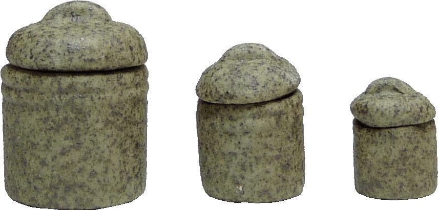 Dollhouse Graniteware Canister Set Removable Lids Set of 3 1:12 Scale Miniature